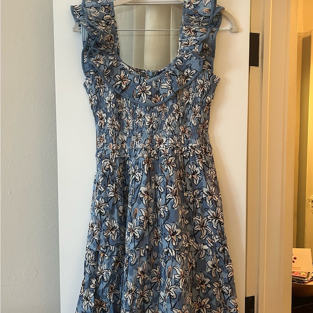 Tuckernuck Ro’s Garden Tuscany Midi Dress Olga Blue XS NWT! - Picture 3 of 14